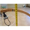Image 8 : Nicole Hollis Wooden Curved Floor Lamp w/ Pleated Shade 56"H