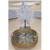 Image 1 : Leaf Décor 19"H & 15" dia  Round Mirrored Tray