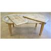 Image 1 : Kris Jensen Designs Wooden Slatted Oval Dining Table w/ 2 Leaf Inserts 82" x 44" x 30"H