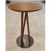 Image 1 : Tall Round Counter-Height Wooden Table w/ Metal Base, 24" Dia, 36" H