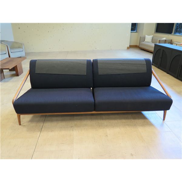 Potocco Spa (Made in Italy) Sofa w/ Slatted Teak Wood Back, 8 Feet Long