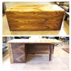 Image 1 : Papali Woodworks Monkeypod & Black Walnut Desk, Curved & Joined Together 71"x32"x30"H