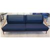 Image 1 : Potocco Spa (Made in Italy) Sofa w/ Slatted Teak Wood Back, 8 Feet Long