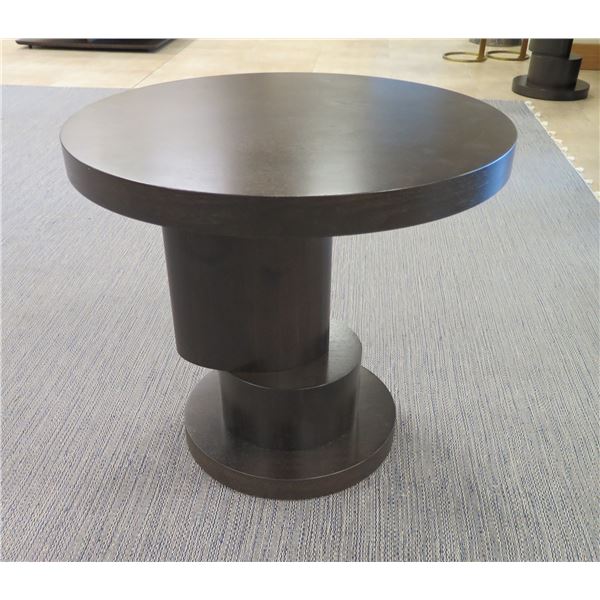 Holly Hunt Wooden Side Table, 27" Dia, 24" H