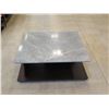 Image 1 : Molteni&C Hugo Low Coffee Table w/ Orient Gray Marble Stone Top, Wood Base 41" x 41" x 15"