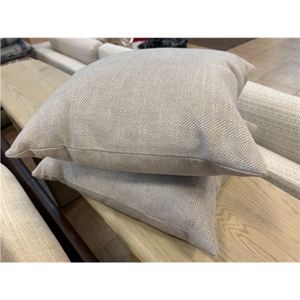 Qty 2 Accent Pillows, Lt. Brown, Herringbone Pattern