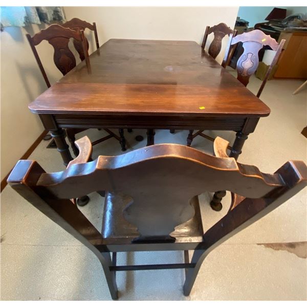Georgian Mahogany Gate Leg Table 5 Chairs 1 Needs Repair 3 Leaves 64L x 40W
