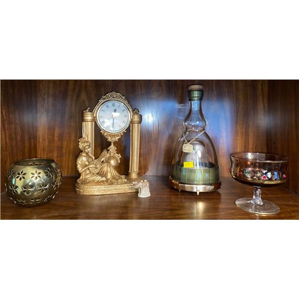 Gold Clock Battery Wedding Bottle Music Box