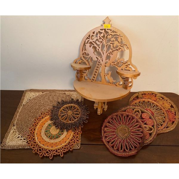 Wicker Collection With Wood Carving Shelf