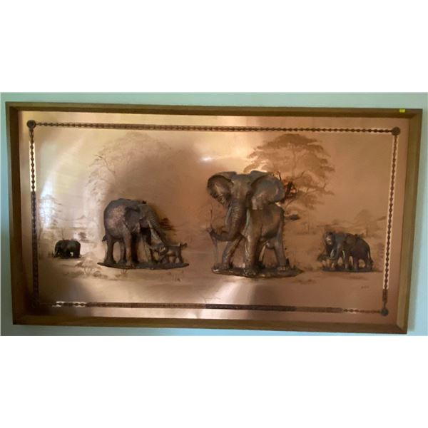 Gaston Elephant Picture Copper & Plaster 68 x 38