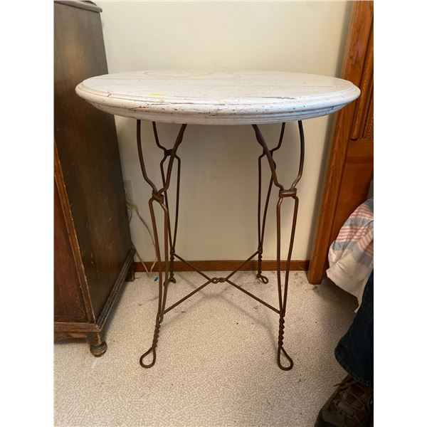 Vintage Bent Iron & Wood Side Table 24D x 30