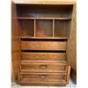 Image 2 : Vintage 38W x Oak & Wicker Wardrobe 38W x19D x58T Contents Not Included