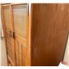Image 3 : Vintage 38W x Oak & Wicker Wardrobe 38W x19D x58T Contents Not Included