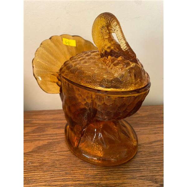 Carnival Glass Turkey Butter Dish