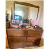 Image 1 : Oak 6 Drawer Dresser With Mirror 45L x 18D x 62T
