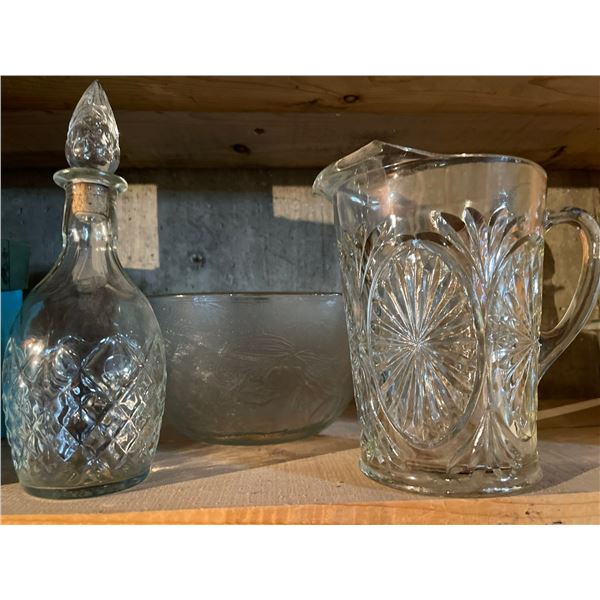 Collection Of Crystal Decanter, Jug & Bowl