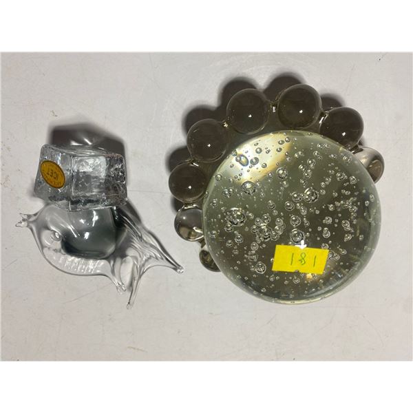 Crystal Paperweight, Ashtray & Fish