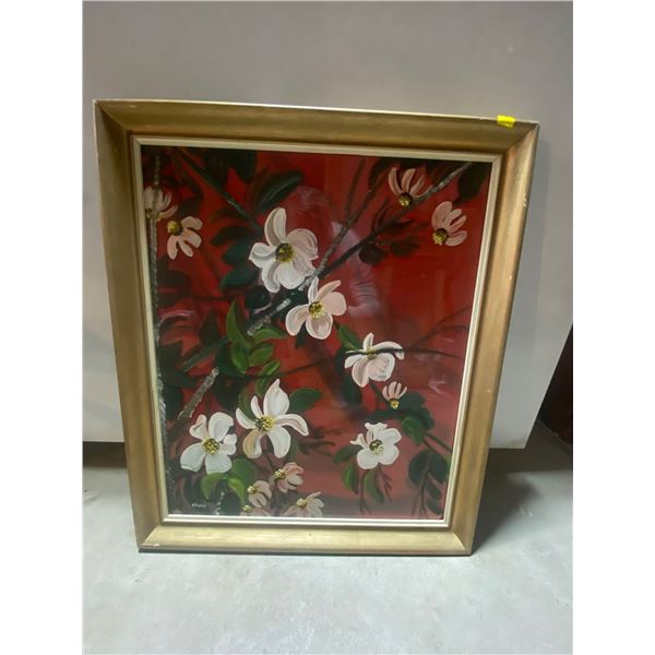 Floral Oil Glass Painting 23 x27