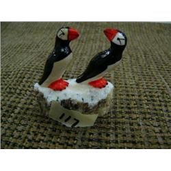 Pair of Ivory puffins by R. Kokuluk - 2" diameter (2)
