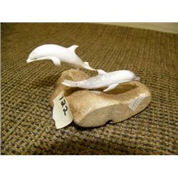 Imported bone with two porpoises on bone base (2)