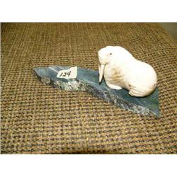 Bone walrus on soapstone base by Michael Scott (2)