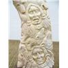 Image 2 : Imported bone on wood base American Indian faces with eagle and bear relief carving (2)