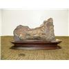 Image 1 : Imported eagle relief carving in bone on wood base 7.5" long 5" high (2)