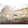 Image 2 : Imported eagle relief carving in bone on wood base 7.5" long 5" high (2)