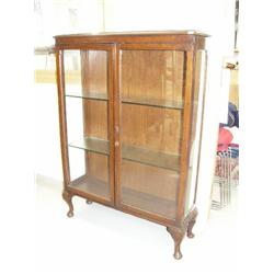 Queen Anne legged book case - antique - 4' high, 3' length, 10.5" depth (2)