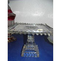Glass cake stand with scalloped edges from late 1790's over 200  years old (171)