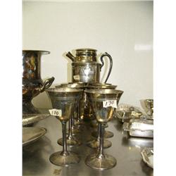 Set of 8 silver plated wine glasses and pitcher (172)