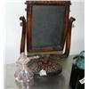 Image 1 : Carved wood picture frame and pink glass perfume bottle (172)