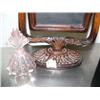 Image 2 : Carved wood picture frame and pink glass perfume bottle (172)