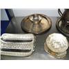 Image 2 : Lot of silver colored pitcher, tray and serving dishes (172)