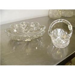 Lot of 2 cut crystal brides basket and dish (172)