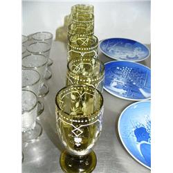 Set of 6 green handpainted glasses (172)