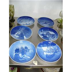 Set of 6 collectable plates - porcelain made in Denmark, various Christmas scenes (172)