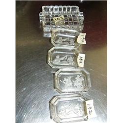 Set of 5 glass ashtray and salt dips (172)