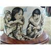 Image 2 : Mastodon ivory mounted on wood scrimshawed of alaska native family, very well done - 5" wide, 3" hig