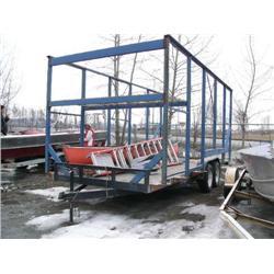 Big Tex trailer, 22' twin 3000 lb axles, with trailer brakes, excellent 15" tires all around, 8' rac