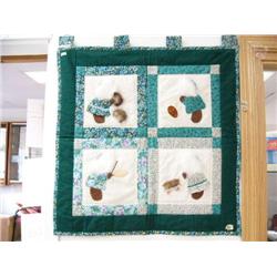 Quilted Native wall hanging with fur (178)