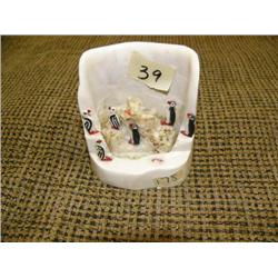 Ivory puffin rookery by Leo Kunnuk - 3.5" high, 2" wide (178)