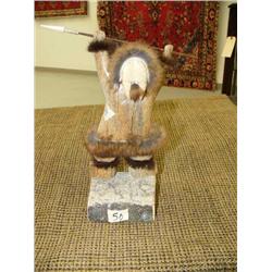 Whale bone hunter with spear 9" tall 3" wide (178)