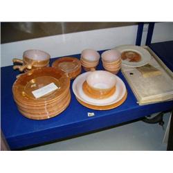 Lot of dishes: Fire King dishes with dinner napkin set and collector plate (178)