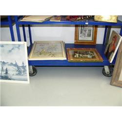 Lot of 6 framed various prints, original oil (2)