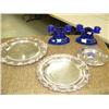 Image 1 : Lot of 5: silver colored plates and blue candle holders (171)