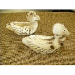Lot of 2 seal skin fur birds, alaska native made (2)