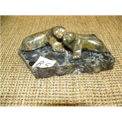 2 Soapstone seals on soapstone base (2)