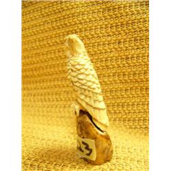 Very small, detailed ivory eagle on ivory base, signature unknown (159)