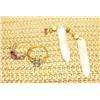 Image 1 : Lot of 3: ivory dangle earrings, 2 rings: amethyst diamond 10K, diamonds and blue stone (159)